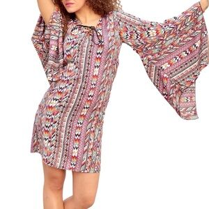 Boho Chic Silky Long Sleeve Dress S/M - Purple Freedom to wear Festival, Beach